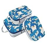 Foldable 3 Set Packing Travel Bags 100% Polyester Closet Organizer Storage, Cute Cartoon Penguin (3 Set)
