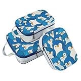 Foldable 3 Set Packing Travel Bags 100% Polyester Closet Organizer Storage, Cute Cartoon Penguin (3 Set)
