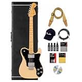 Fender American Vintage II 1975 Telecaster Deluxe - Vintage Blonde Bundle with Hat, Strap, Instrument Cable, Guitar Cleaning Kit, and Austin Bazaar Instructional DVD
