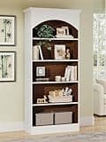 LOVEZOE 5 Tier Tall Bookcase, White and Oak Open Bookshelf for Home Office Living Room, Particle Board Storage Shelf with Closed Back, 29.53” L x 11.81” W x 70.86” H