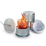 Portable Campfire, Holder and Extinguish Included, Reusable Fire Pit for Camping, Smores, Picnics - Made with Recycled Soy Wax Up to 3-5 Hours Burn Time - Tabletop Fireplace, Emergency Heat - 4 Pack