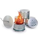 Portable Campfire, Holder and Extinguish Included, Reusable Fire Pit for Camping, Smores, Picnics - Made with Recycled Soy Wax Up to 3-5 Hours Burn Time - Tabletop Fireplace, Emergency Heat - 4 Pack
