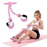 Sesiyoiu Pedal Resistance Bands with Handles, Separated 8-Tube Multifunction Exercise Bands, Yoga Tension Rope, Natural Rubber Elastic Equipment for Abdomen, Waist, Arm, Leg Stretching(Pink)