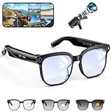 Hwagol Smart Glasses with Camera, 8MP HD Photo and Video Recording,AI Glasses with Real-Time Translation/Object Recognition/AI Voice Q&A/Recording, Calls and Music,UV & Blue Light Protection