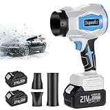 SUPEAIR Leaf Blower Cordless - Handheld Blower Cordless with Two Extended Nozzle and 2 Battery Powered 800000 RPM, Fixed Speed Setting, Electric Lightweight Blowers for Leaves, Dust, Snow Cleaning