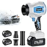 SUPEAIR Leaf Blower Cordless - Handheld Blower Cordless with Two Extended Nozzle and 2 Battery Powered 800000 RPM, Fixed Speed Setting, Electric Lightweight Blowers for Leaves, Dust, Snow Cleaning