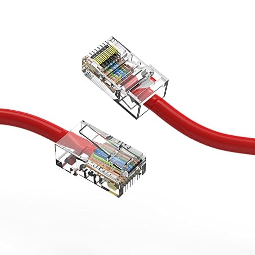 Cable Central LLC Red Cat6 Ethernet Cable 2 Feet (5 Pack) Bootless - Cat6 Patch Cable, High Speed Internet Patch Cord Cat6 with RJ45 Connector - Computer Network Cable, Internet Cable