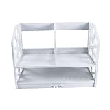 Omquot Creative Carved Mini Bookcase Office Book Shelf Display Storage for Home and Office White
