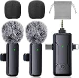 PGDLOF Wireless Mini Microphone for iPhone Android ipad Phone Camera: 3 in 1 Bluetooth Lavalier Lapel Mic for Video Recording - Clip on Shirt Microphones for Tiktok YouTube Podcast Vlogging