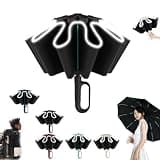 KDGENG Creative Ring Buckle Windproof Reinforced Umbrella- Fully Automatic, Upf 50+,Reflective Edge Trim,Portable Automatic Folding Umbrella with Ring Buckle,Men Women,for Travel, Car, Backpack (B)
