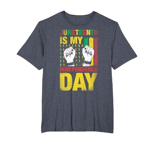 Juneteenth is My Independence Day for Pride African American T-Shirt, Men's Big and Tall, Heather Blue, 5X Tall