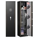 ANXINWEI 5-8 Gun Safe for Rifles and Pistols, Gun Safes for Rifle and Password Lock & Inner Cabinet, Gun Cabinet for Home with Adjustable Rack, No Assembly Required Long Gun Safe