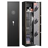 ANXINWEI 5-8 Gun Safe for Rifles and Pistols, Gun Safes for Rifle and Password Lock & Inner Cabinet, Gun Cabinet for Home with Adjustable Rack, No Assembly Required Long Gun Safe