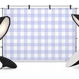 Purple Checked Backdrop 12x8ft Farmhouse Buffalo Plaid Country Grid Photography Backdrop Fabric Photoshoot Background Tapestry Banner for Birthday Baby Shower Decoration Party Video Photo Studio Props