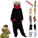 ayattecy Big Mouth Monster Onesie, Funny Green Monster Onesie, Goofy Animal One Piece Pajamas for Adults Loungewear Cosplay (BlackB,Large)