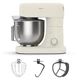 Martha Stewart 5.3Qt Stand Mixer, 12-Speed Tilt-Head Electric Kitchen Mixer with Stainless Steel Bowl, Dough Hook, Whisk & Beater, Splash Guard, Ideal for Baking Bread, Cake & Whipping, Linen Cream