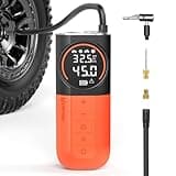 ETENWOLF S1 Tire Inflator Portable Air Compressor, 160PSI Air Pump for Car Tires, Bike, Motorcycle, Balls, Fast Inflation Tire Pump, Cordless bike Pump with LED Light & Digital Pressure Gauge (Orange)