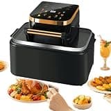 12L Multifunctional Air Fryer & Hot Oven - Smoke, Healthy Crisp Cooking, Easy-Clean Design, XL Capacity for Family Meals - Gray (Black)