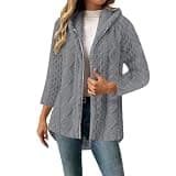 Beessbest Winter Coats for Women Full Zip Up 3/4 Sleeve Hooded Fleece Coats