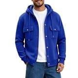 Beessbest Mens Button Down Hoodies Fleece Hooded Sweatshirt Athletic Jacket