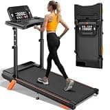 12% Incline Walking Pad with Desk Worksation, 3.5HP 8.0MPH Foldable Walking Pad Treadmill with Adjustable Handle Bar, 350LBS Weight Capacity Compact Treadmills for Home, Small Space