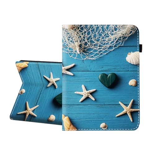 CICPLKSE Case for Samsung Galaxy Tab S6 Lite 10.4 Inch 2024/2022/2020,Premium PU Leather Cover with Auto Sleep Wake,Seashells Starfish