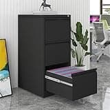 Hanuq Vertical Locking Steel File Cabinet, Home Office Storage Cabinet, Fits Letter, A4 & Legal Size Files (Black, 17.71" D*14.76" W*40.5''H(3 Drawers))