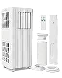 8,000 BTU Portable Air Conditioners, Cools Room Up to 350 Sq.Ft, 4-in-1 AC Unit with Dehumidifier & Fan Mode, Remote Control, Ultra-Quiet 50dB, White & Black, Easy Window Kit