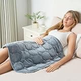 Wemore Weighted Lap Blanket 7lbs for Adults, Small Weighted Blanket Throw for Travel, Soft Weighted Lap Pad for Relaxation, Calming, Napping and Sleeping, Machine Washable, Light Grey 29" x 24"