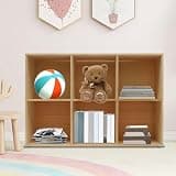 XIJIE 6-Cube Bookcase, 2-Tier Cube Storage Shelf Bookshelf, Load-Bearing Display Shelf for Living Room Bedroom Study Home Decor, Open Storage Organizer (Wood Color)