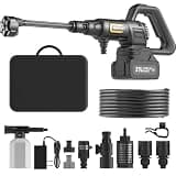 Cordless Portable Washer, 1200 PSI Battery Operated Washer with Brushless Motor, Battery, 23FT Elastic Hose, 3 Level Adjustable; Handheld Washer for Car, Home, Patio, Driveway (Obsidian Black)