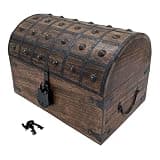 Aiden Asher Handmade Pirate Treasure Chest - Wooden Storage Box with Iron Lock & Skeleton Key - Rustic Decorative Jewelry (XL 16 x 11 x 11)