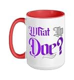 Purple Color What Up Doe? Purple Graphic Ceramic Mug, Red/White, 15oz