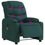 Electric Massage Recliner Chair with 6 Vibration Points, Dark Green Fabric, 135-Degree Recline, Cup Holders and Side Pocket