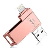 512GB Flash Drives MFi Certified 3ni1 USB Stick External Storage Compatible for iPhone/PC/iPad/Android/More 3.0 High Speed Devices for Photos and Videos Transfer Storage Backup.(Pink)