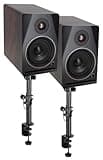 Rockville APM5D V2 Bundle: Pair 5.25-in 320W Peak/80W RMS Active Powered Studio Monitor Speakers-Dark Wood, Pair of DMS75 Studio Monitor Speaker Stands, 2-Items