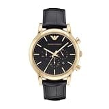 Emporio Armani Men's Chronograph Black Leather Watch (Model: AR1917)