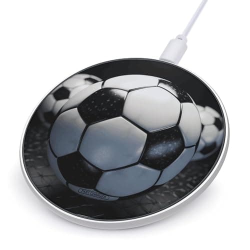 Soccer Ball Anti-Slip Wireless Charger 10W Fast Charging Pad with Indicator Slim & Portable Equipped with 1M Data Cable Ideal for Desk & Bedside Case Compatible