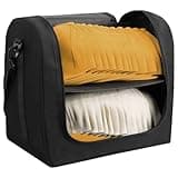 Baseball Cap Organizer Carrier, Portable Hat Storage Bag for 24 Caps, Cap Holder Travel Case with Handle and Shoulder Strap, Black Hat Storage Box for Moving, Closet, On-the-Go Use