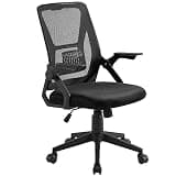VECELO Mid-Back Swivel Ergonomic Office Chair with Adjustable Arms, Mesh Lumbar Support for Computer Task Work, Black