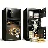 5.8 Cub Safe, Lock Box with Digital Combination and Anti-Fishing, Cash Box with Money Tray and Lock, Safe Box with Silent and Alarm Mode, Safety Box for Business, Office, Home