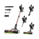 Shieal Cordless Stick Vacuum Cleaner - 40KPA Powerful Suction Vacuum with 45 Min Runtime, Detachable Battery, Anti-Tangle & 1.5L Dust Cup, 8 in 1 Vacuum Cleaner for Pet Hair, Carpet, HardFloor, Gold