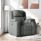 KHNLGFR Manual Recliner Chair with 6 Massage Points, 135 Degree Tilt, Side Pocket, Dark Gray Fabric