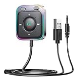 JOYROOM Bluetooth 6.0 AUX Car Adapter, Dual Mics Noise Cancellation, Plug-and-Play, Multifunction Button, 3.5mm Audio Adapter Bluetooth Receiver for Car Hands-Free Calls & Music, Gift for Men, Black