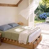 XIAO WEI Queen Platform Bed Frame, Japanese Joinery Tool‑Free Wood Bed Frame, 14‑Piece Wooden Slat with Knock‑Down Design for Easy Storage, 8" Under‑Bed Clearance, No Box Spring Needed, Natural