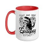 Fight And Make Epilepsy Extinct Epilepsy Awareness Ceramic Mug, Red/White, 15oz