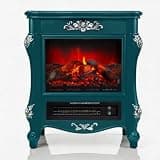 Electric Fireplace Heater 21" Freestanding Indoor Stove (Teal Blue)