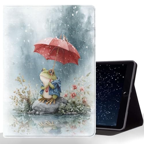 CMZLFHKO Tablet Case for iPad 10.2 Inch (9th/8th/7th Gen),Shockproof Protective Cover with Stand,Auto Wake/Sleep,Auto Wake/Sleep,Frog Red Umbrella