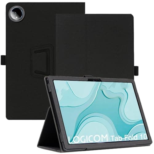 AKNICI Case for Logicom Fold 10 Tablet 10 Inch, Premium PU Leather Folio Folding Stand Protective Tablet Cover with Hand Strap Magnet for Logicom Fold 10