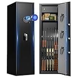 ANXINWEI 57.09" Gun Safes,8-10 Rifle Safe with Fingerprint and Digital Keypad, Gun Cabinet with LED, Long Gun Safe with Dual Alarm Mode, Gun Cabinets for Rifles and Shotguns with No Assembly Required